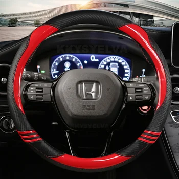 Honda Civic 2016 için 2017 2018 2019 2020 2021 2022 10th Araba direksiyon kılıfı PU Deri + Karbon Fiber Oto Aksesuarları