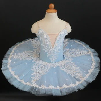 Mavi Payetli Profesyonel Bale Tutu Kadın Yetişkin Bale Elbise Kız Çocuklar Sahne Giyim Kuğu Gölü Dans Balerin Kostümleri Giymek