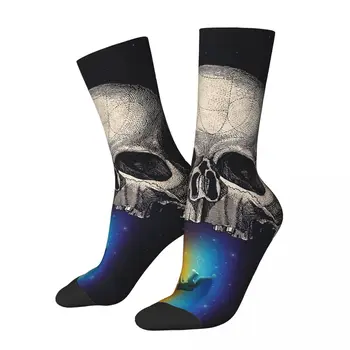 Mutlu Komik erkek Çorapları Yanardöner Oblivion Kafatası Uzay Astronot Retro Harajuku Hip Hop Yenilik Ekip Çılgın Çorap Hediye Baskılı