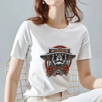 T-shirt Beyaz kısa kollu Üst Bayanlar Nefes Moda Rahat Bayan Rahat Tee Yaz Üstleri O-Boyun samurai Baskı