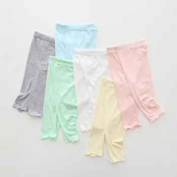 V-TREE Yaz Kız Tayt Şeker Renk dar pantolon Yumuşak Kırpılmış Pantolon Modal Çocuklar Kız Tayt Spor Nefes 3-8Y