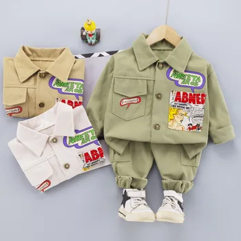 Yeni Bahar Sonbahar Bebek Erkek Giysileri Çocuk Pamuk Spor Ceket Pantolon 2 adet / takım Toddler Rahat Kostüm Çocuklar Bebek Eşofman