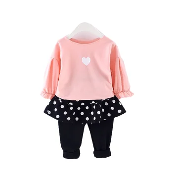 Yeni Bahar Sonbahar Bebek Giysileri Takım Elbise Çocuk Kız Desen T Shirt Pantolon 2 adet / takım Toddler Rahat Giyim Çocuklar Gezi Kostüm